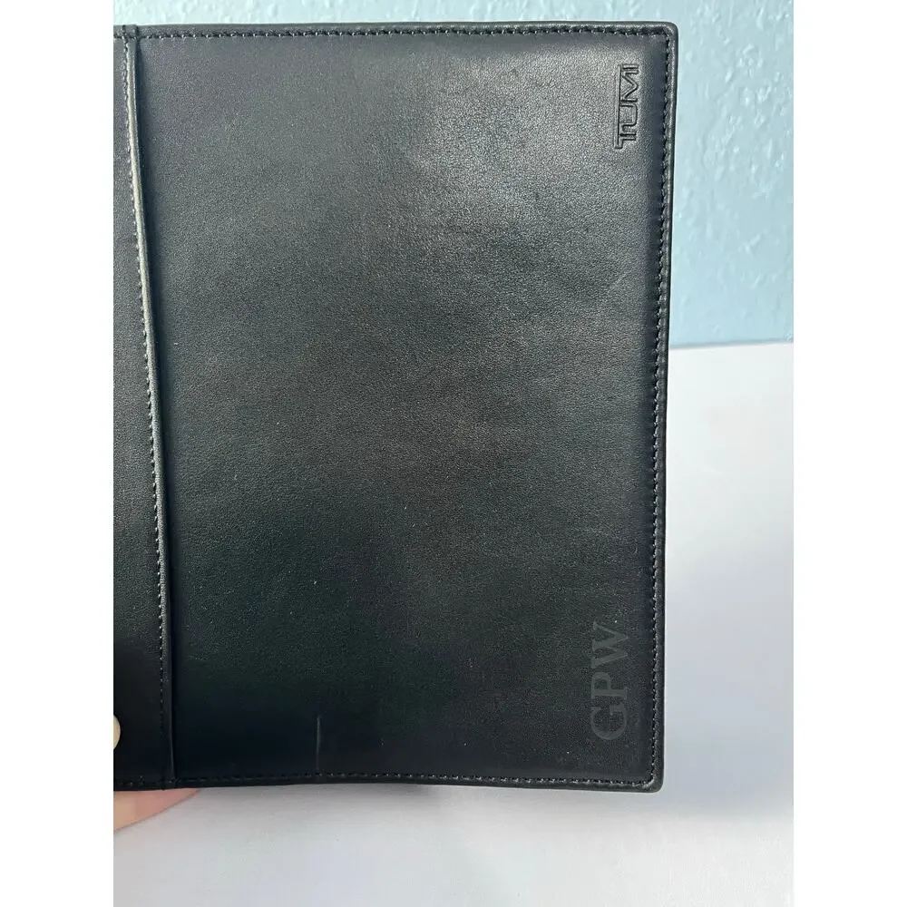 Tumi Black Leather Zip Around Travel Organizer Planner Passport Holder Folio